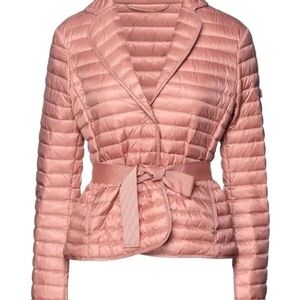 Elegant Women's Pink Belted Puffer Jacket